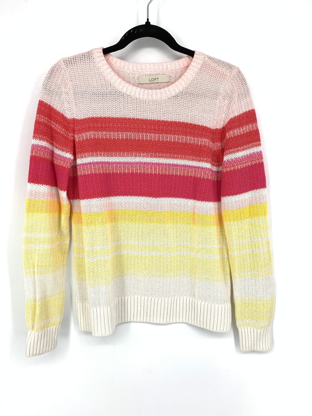 LOFT Women's Apx Size Small Crewneck Striped Multicolor Long Sleeve Sweater